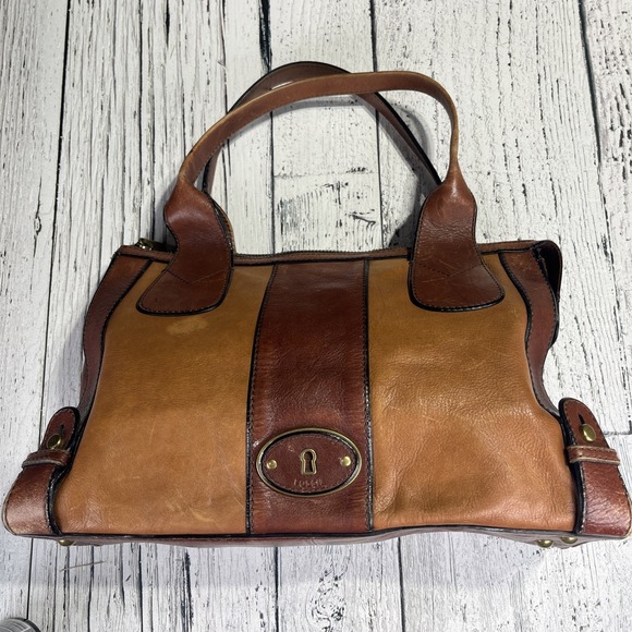 Fossil Handbags - Vintage Fossil Reissue Satchel Handbag‎ Two Tone Leather